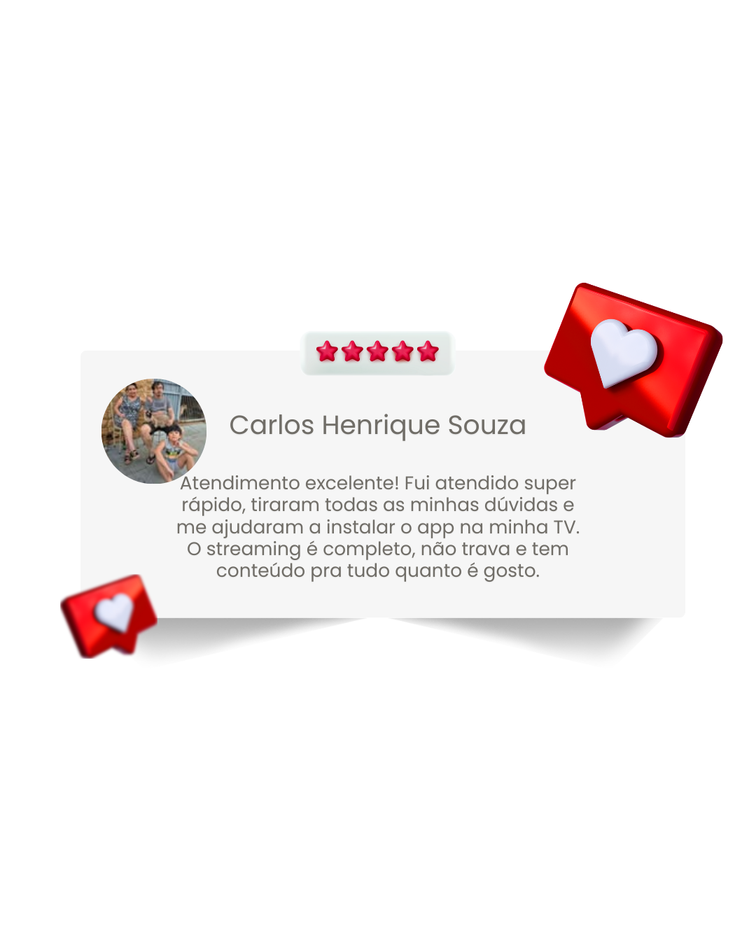 Gostei muito do atendimento, pessoal educado e paciente. Me explicaram direitinho como funciona o teste e já virei cliente. Tem muitos filmes, séries e canais ao vivo funcionando perfeitamente.(1)