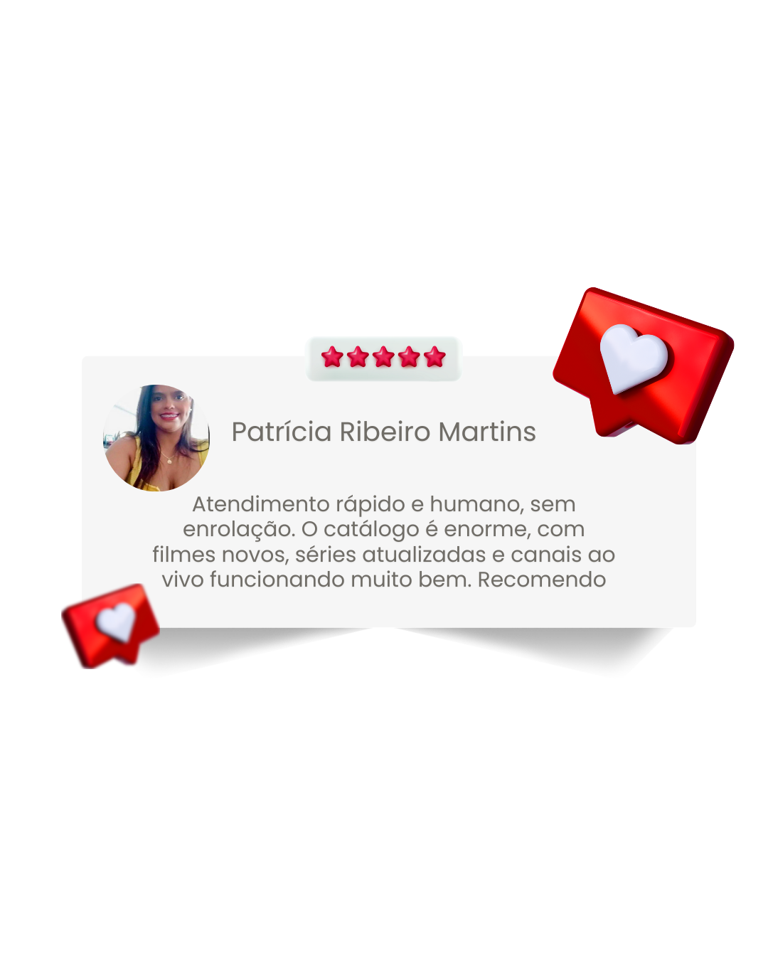 Gostei muito do atendimento, pessoal educado e paciente. Me explicaram direitinho como funciona o teste e já virei cliente. Tem muitos filmes, séries e canais ao vivo funcionando perfeitamente.(3)